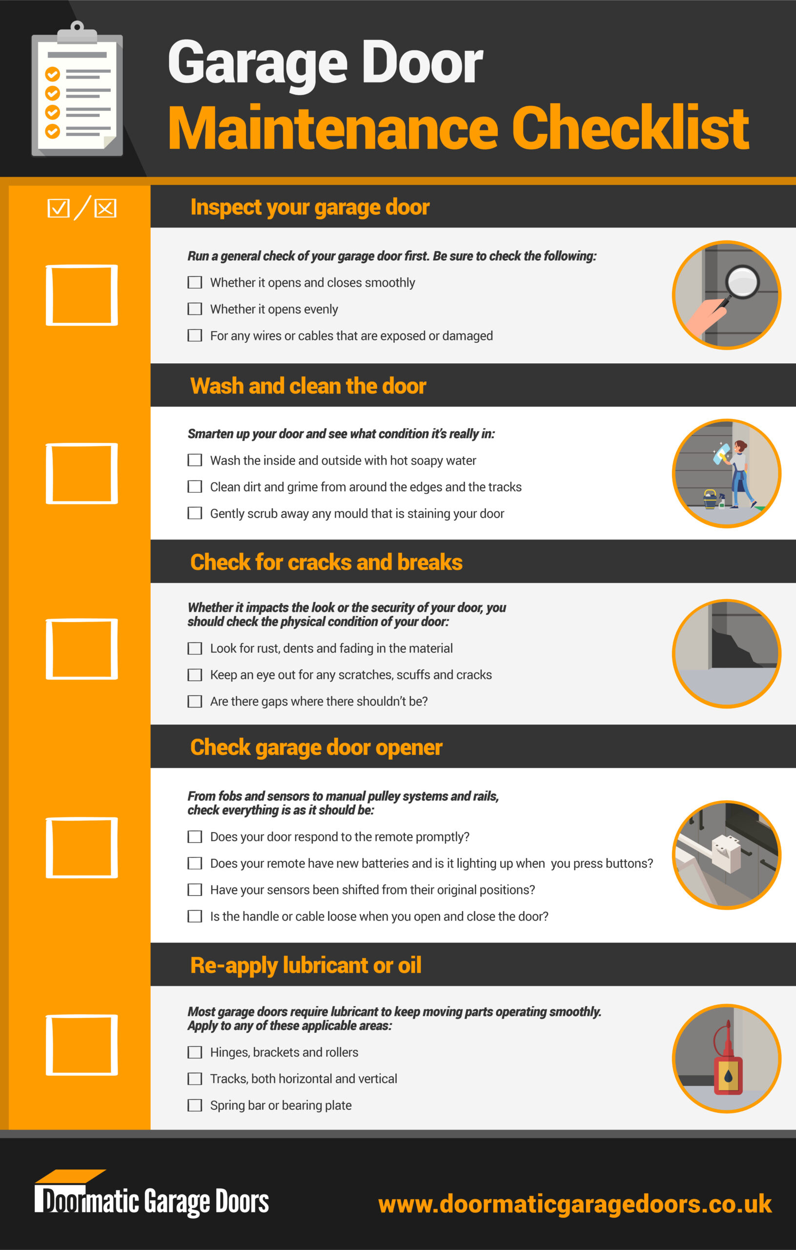 Garage Door Maintenance Checklist | Doormatic Garage Doors